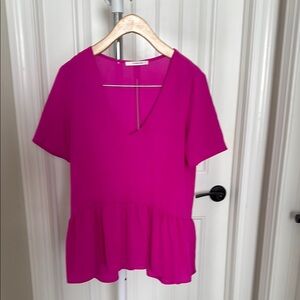 Anthropologie Pink Peplum Blouse